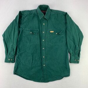 Five Brother Chamois Flannel Shirt Mens Medium Green Workwear Heavyweight Retro
